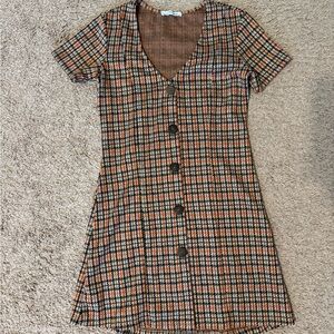 Zara Brown Black V-Neck Sheath Mini Dress